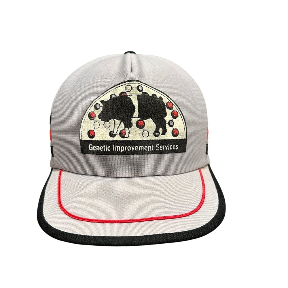 Vtg Genetic Improvement Services 3 Striped Trucker Hat‎ Cap Snapback Made in USA